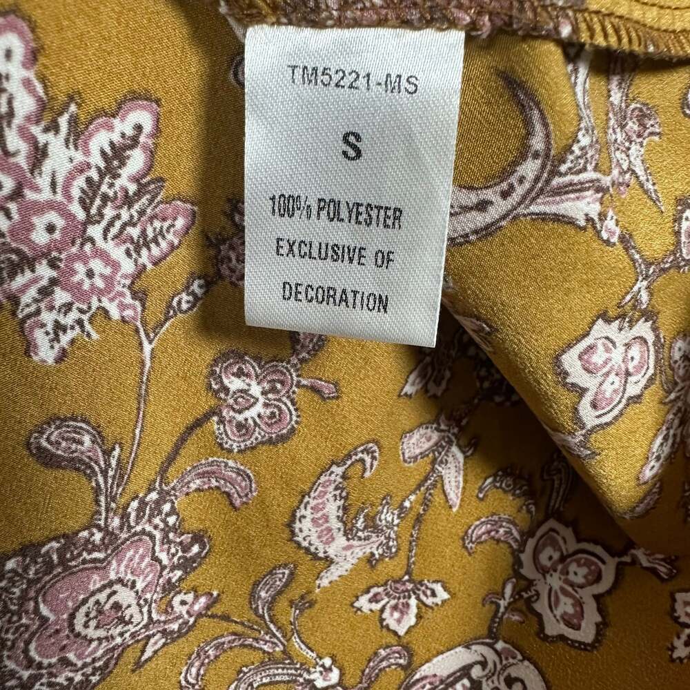 THML Floral Print Pleated Long Sleeve Top Size Small - Picture 7 of 8
